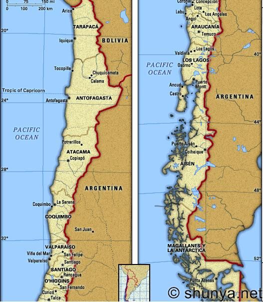 map of argentina with cities. Chile and Argentina map of